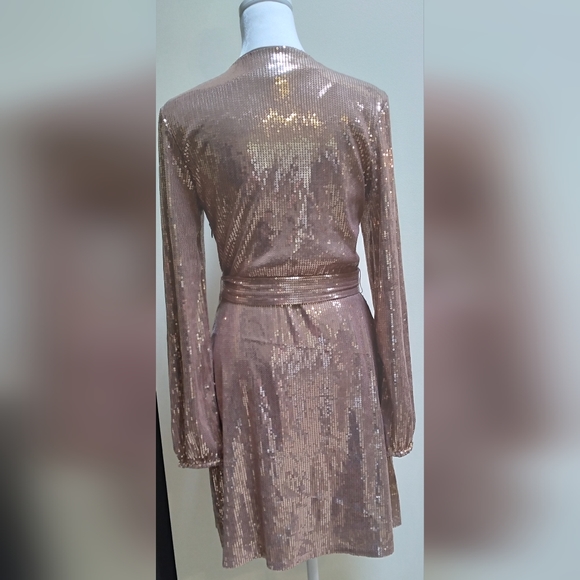 Rose Gold/Champagne Sequin Cocktail Dress Women’s Size Small - Picture 2 of 11